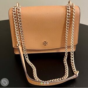 Tory Burch Brown Crossbody Bag with Gold Chain